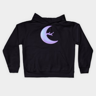 Girl swinging on a beautiful moon Kids Hoodie